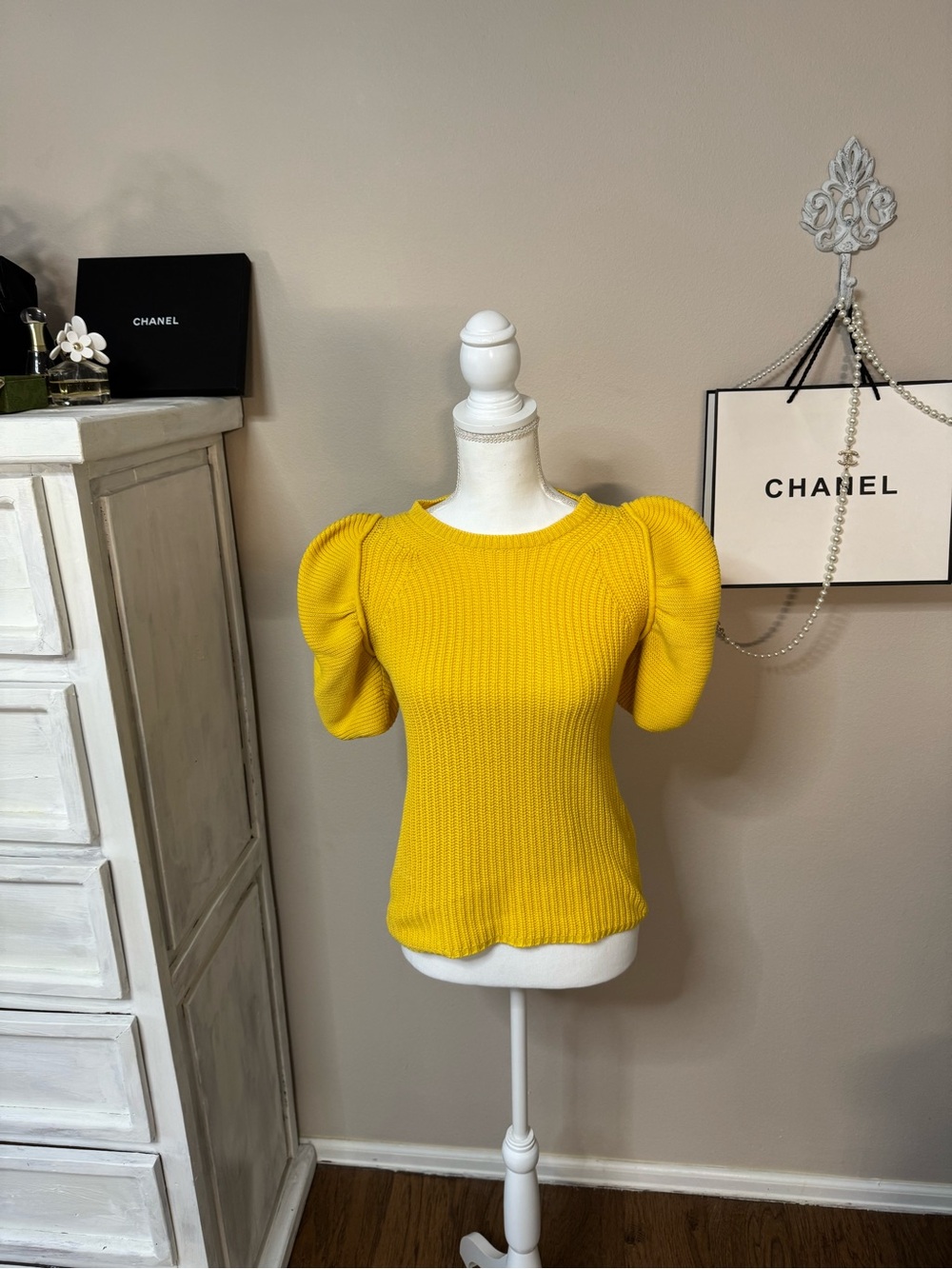 Fendi Yellow Knit Top with Branded Tag